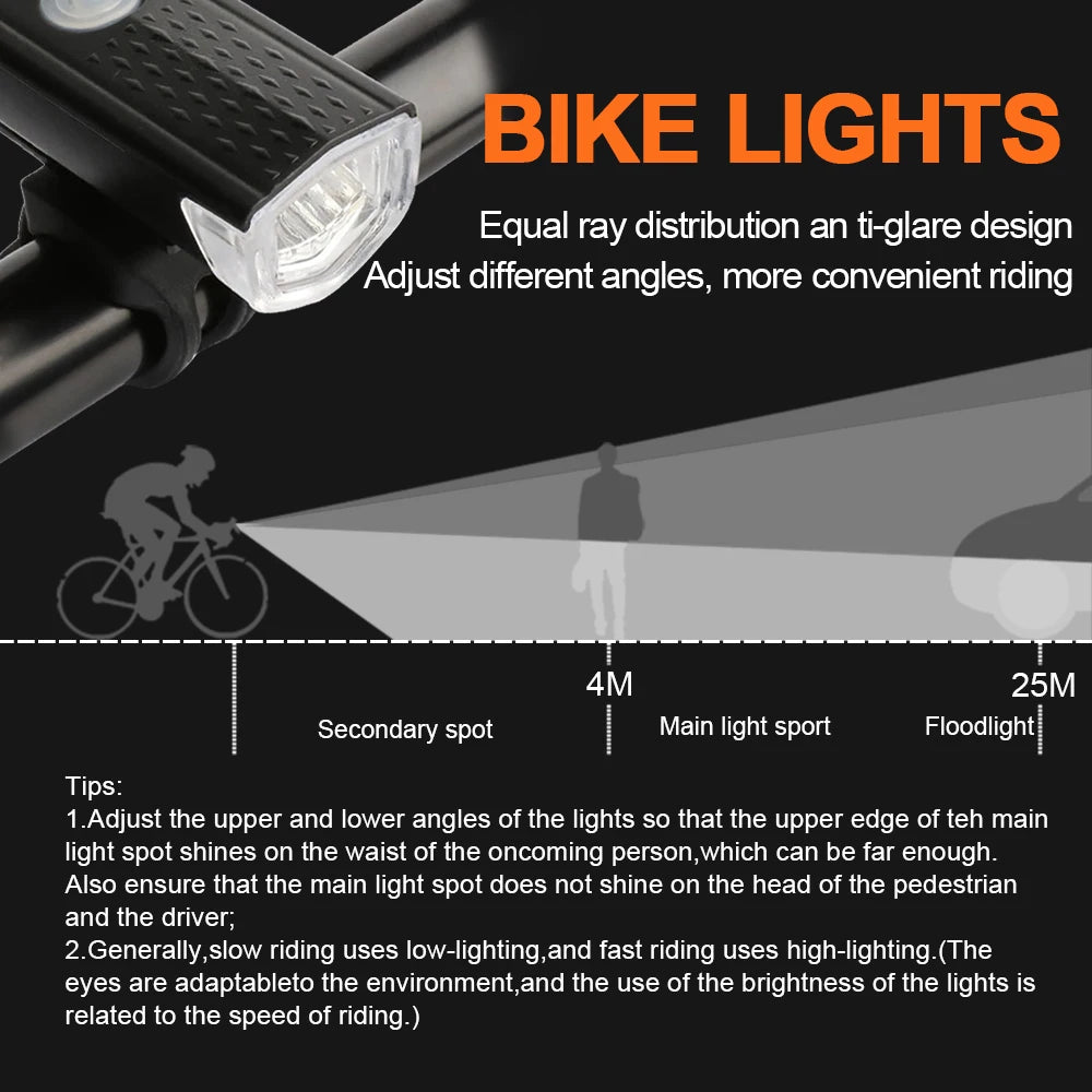 USB Wiederaufladbares Fahrradlicht Set mit Front – clever-campen Ansicht 4