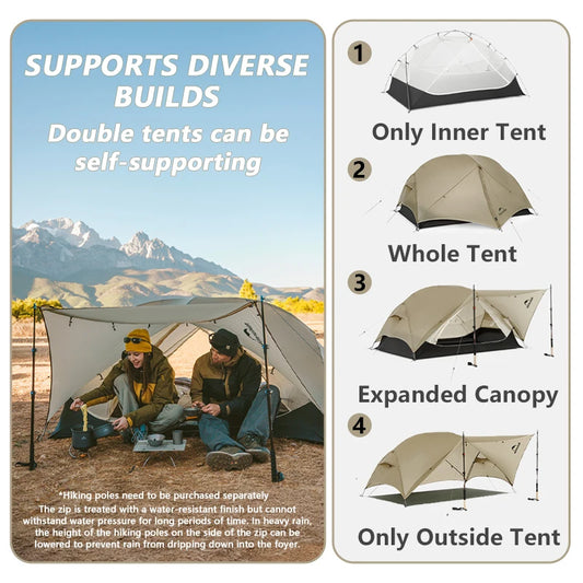 Naturehike Mongar 2 UL/PRO/Base Zelt für 1-3 Personen – clever-campen Ansicht 2