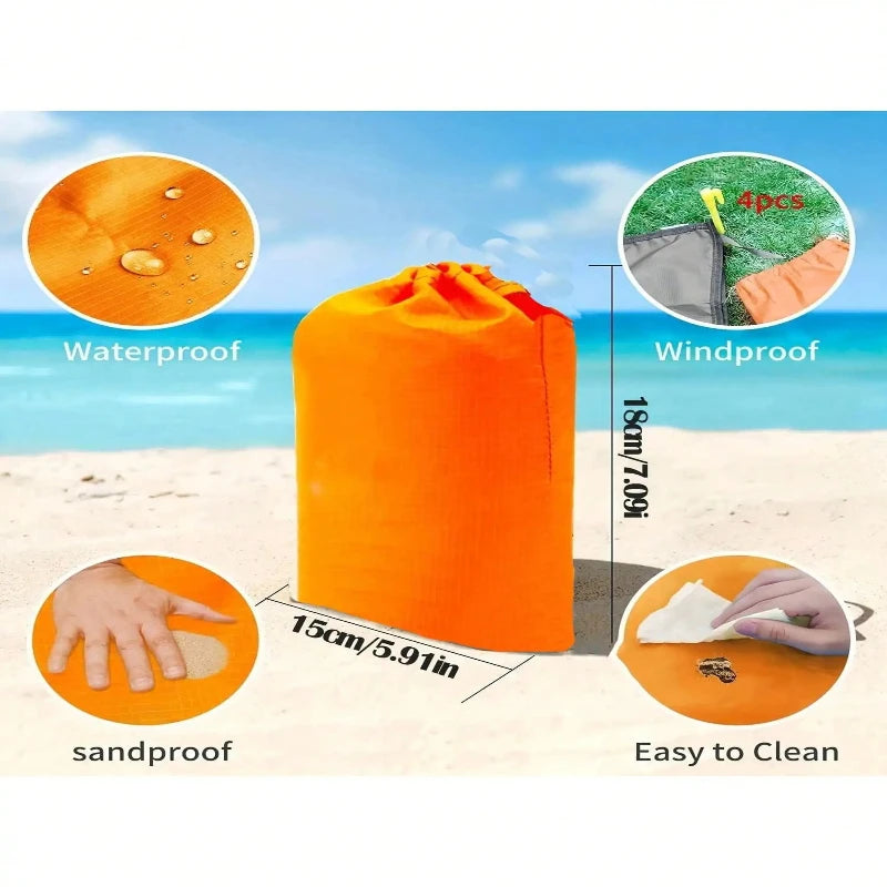Wasserdichte Stranddecke mit 4 Eckensteinen – clever-campen Ansicht 3