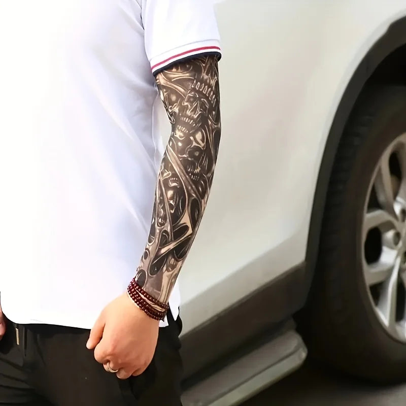 Unisex UV-Schutz Armstulpen mit Tattoo-Motiven – clever-campen Ansicht 5