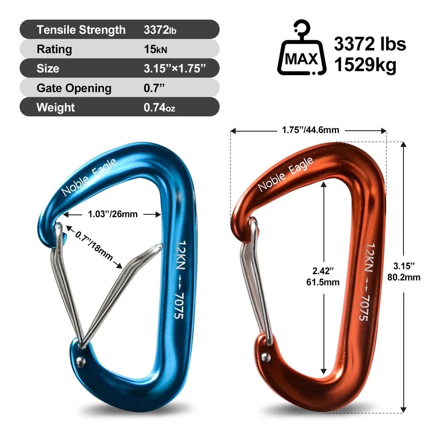 12kN Karabiner Set für Hängematten und Outdoor-Aktivitäten – clever-campen Ansicht 3