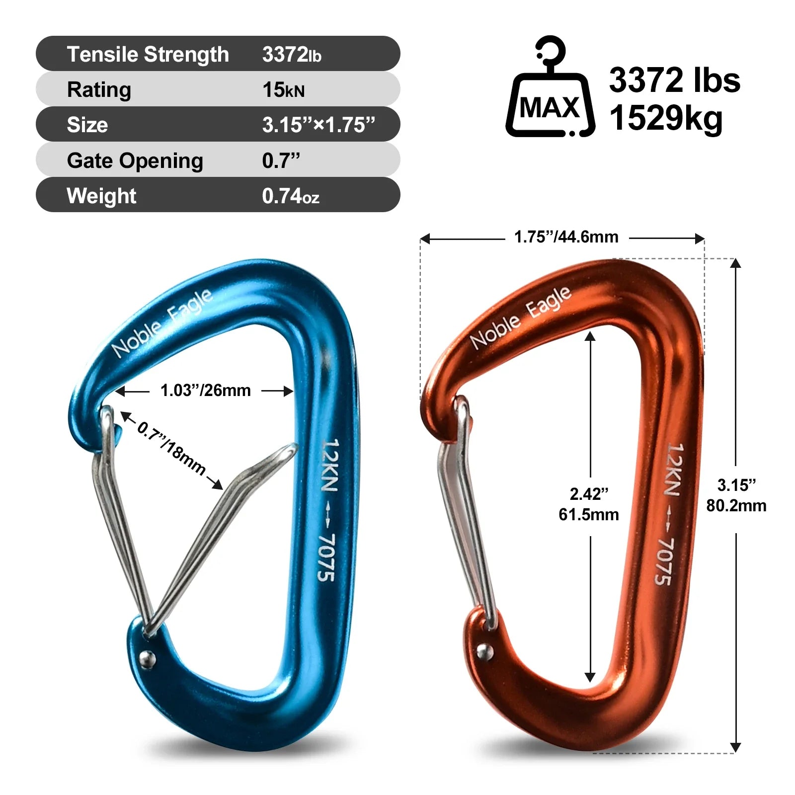 12kN Karabiner Set für Hängematten und Outdoor-Aktivitäten – clever-campen Ansicht 3