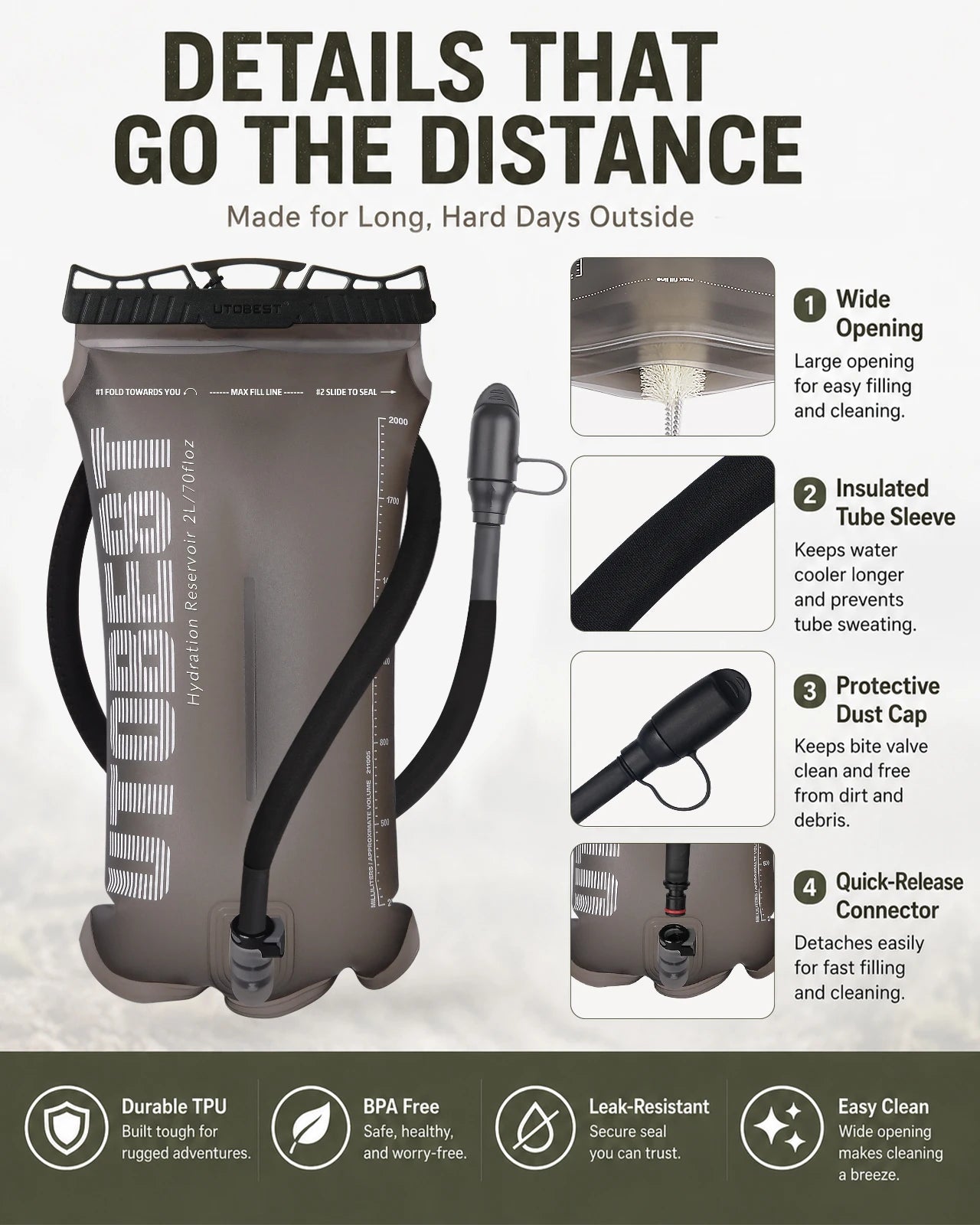 UTOBEST 2L Trinkblase für Camping & Outdoor – clever-campen Ansicht 4