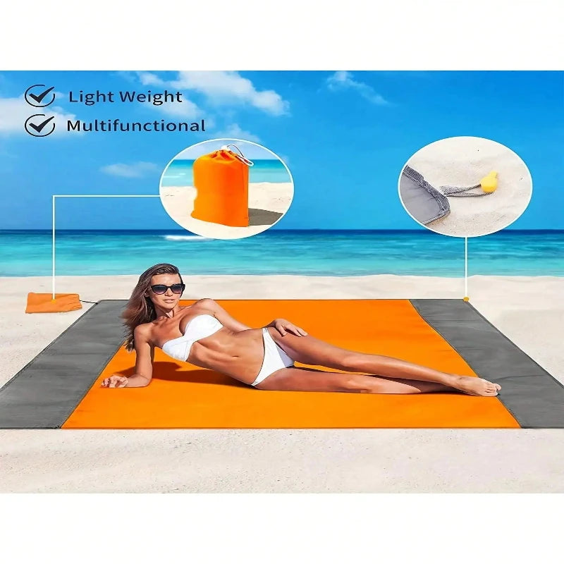 Wasserdichte Stranddecke mit 4 Eckensteinen – clever-campen Ansicht 4