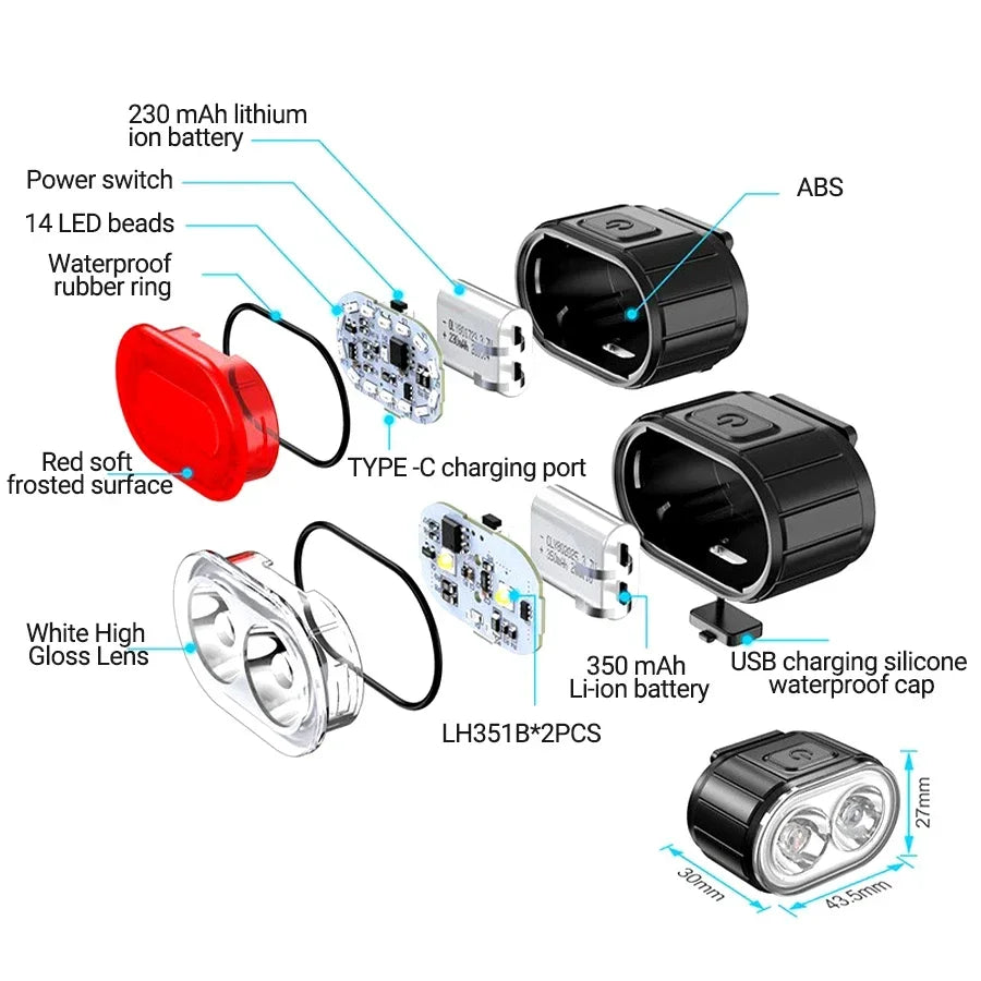 Heinast Fahrradlichter Set - Front- und Rücklicht LED – clever-campen Ansicht 2