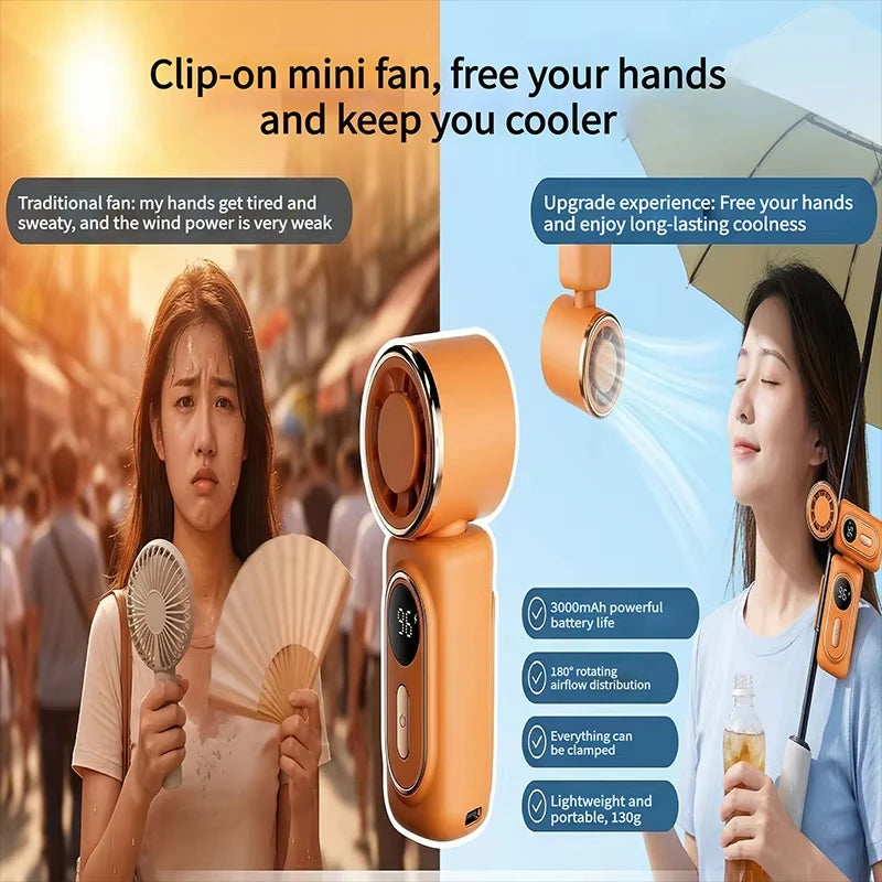 Tragbarer Handventilator mit Clip für Sonnenschirme – clever-campen Ansicht 4