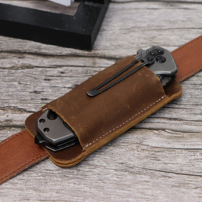 Echtes Leder EDC Klappmesser Tasche für Outdoor – clever-campen Ansicht 4