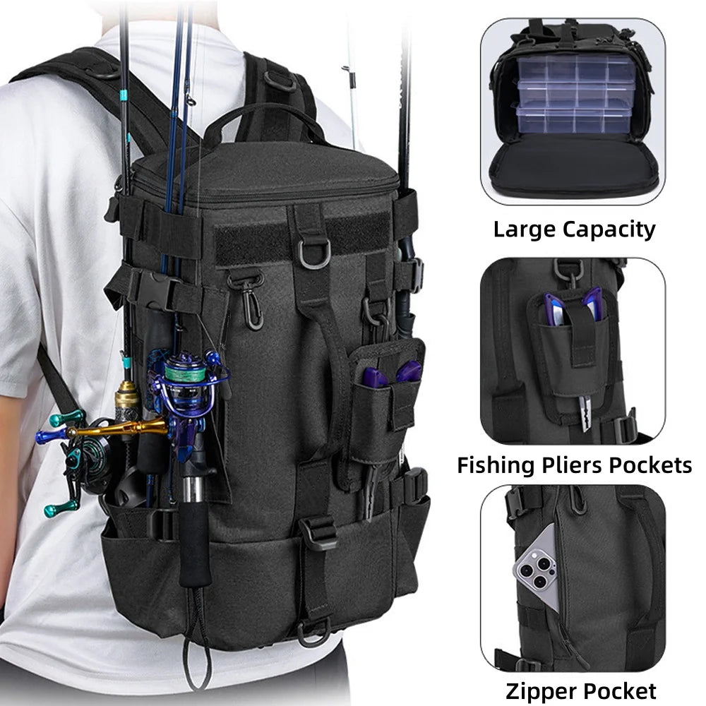 Taktischer Angel-Rucksack mit Rutenhaltern – clever-campen Ansicht 5