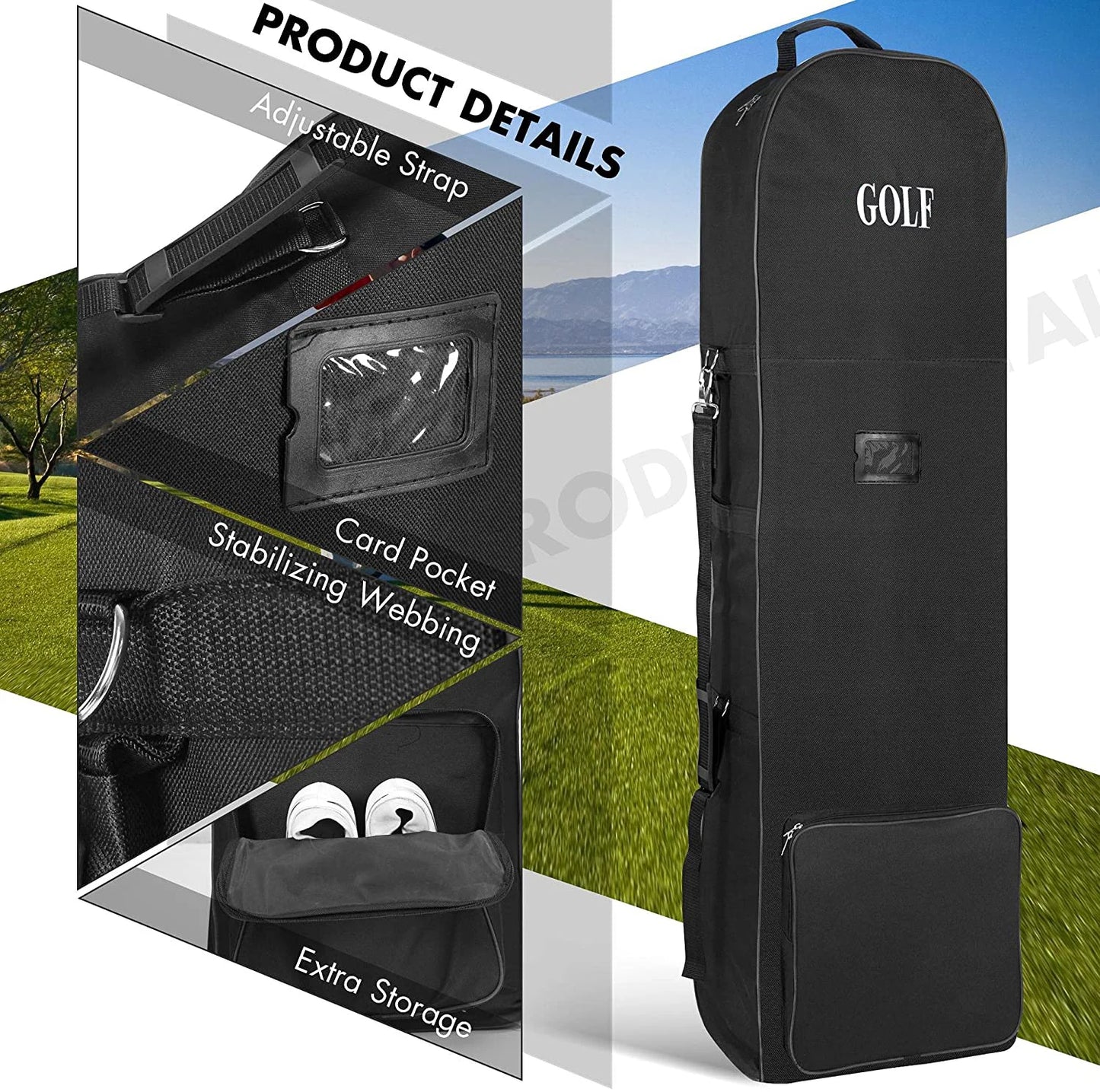 Praktische Golf Reisetasche mit Rollen – 600D Material – clever-campen Ansicht 6