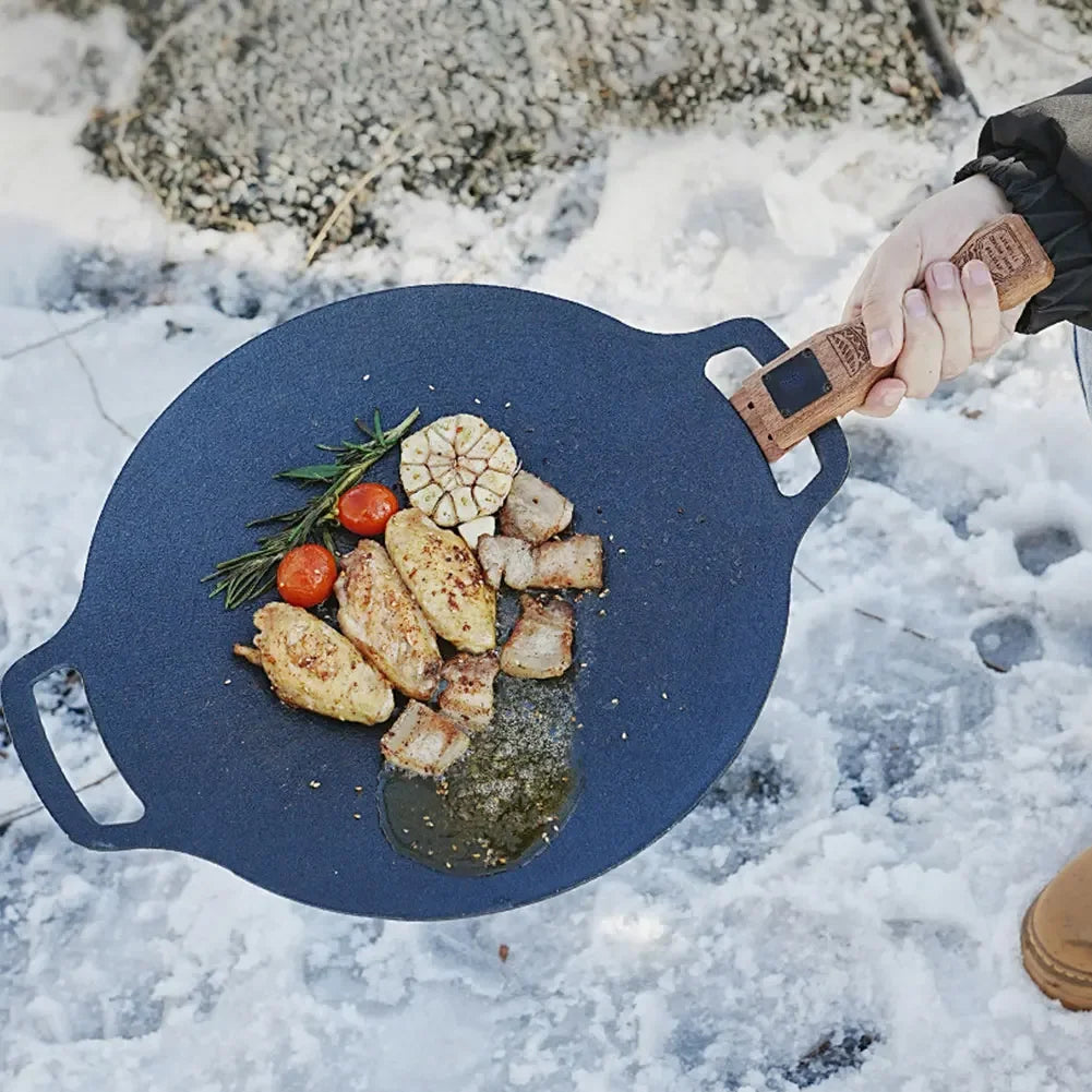 Verstellbarer Grillpfannen-Hebel mit Holzgriff