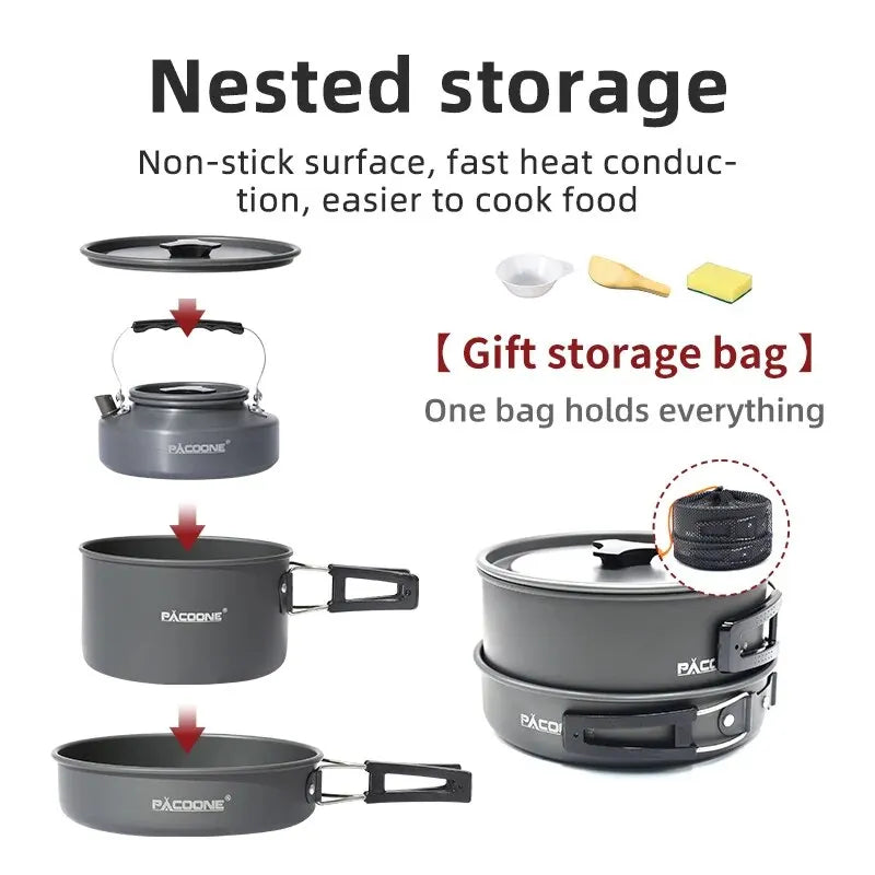 Tragbar Camping-Kochset aus Metall – clever-campen Ansicht 4