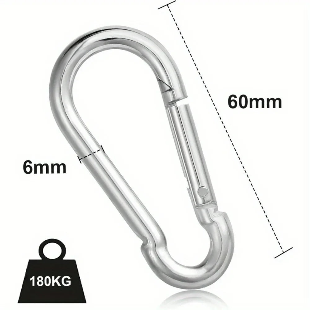 Edelstahl Karabiner Set, 6x60mm, 180kg Tragkraft – clever-campen Ansicht 3