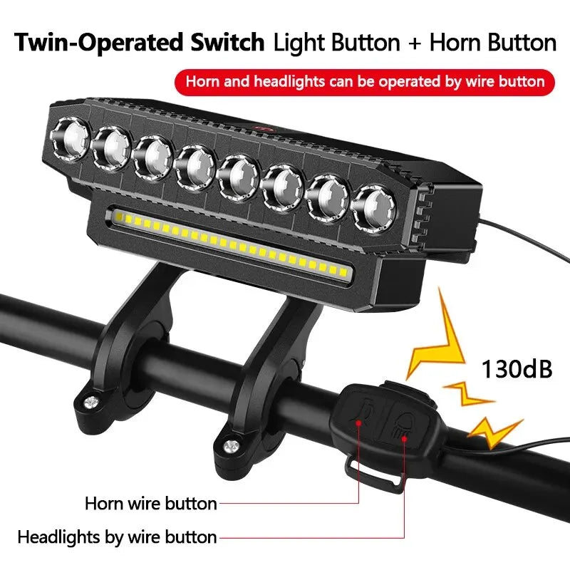 LED Fahrrad Frontlicht mit 130dB Horn – USB wiederaufladbar – clever-campen Ansicht 2