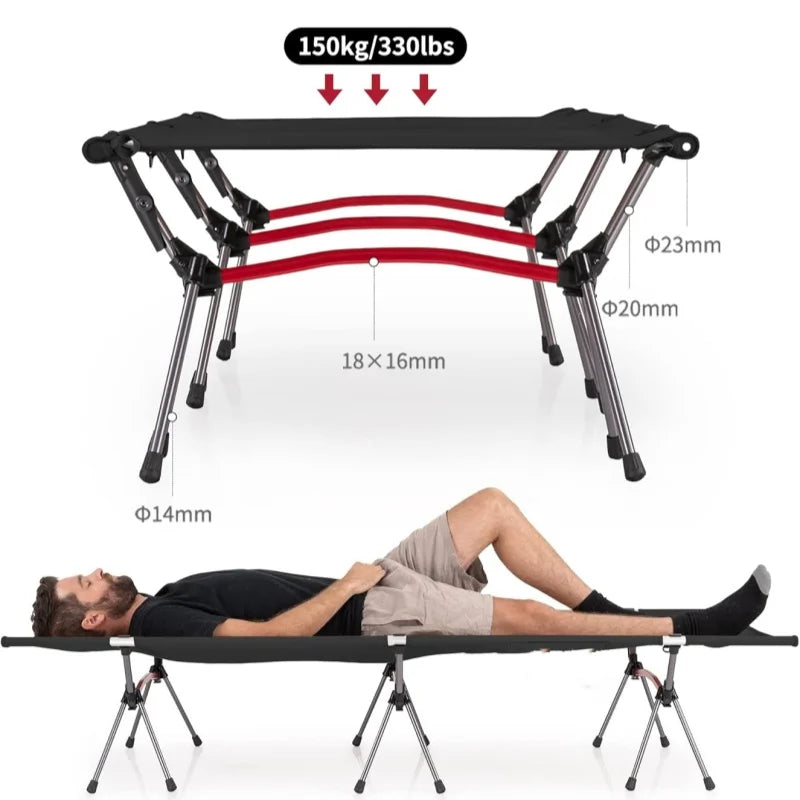 Feldbett Camping Klappbett Aluminium Leicht für Erwachsene – clever-campen Ansicht 3
