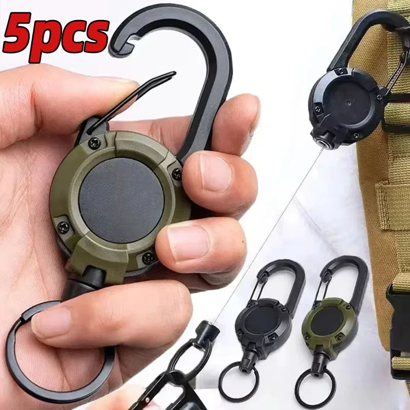 Robuster Retractable Karabiner mit Stahlseil – clever-campen Ansicht 2