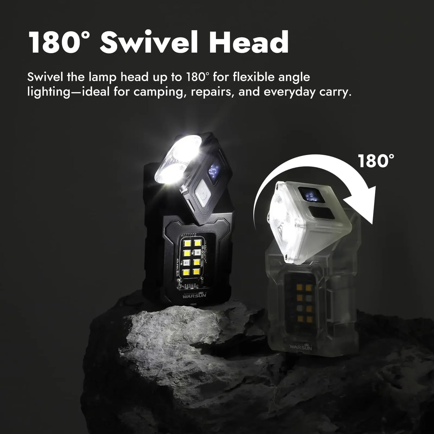 Multifunktionale LED Arbeitsleuchte mit verstellbarem Winkel – clever-campen Ansicht 3