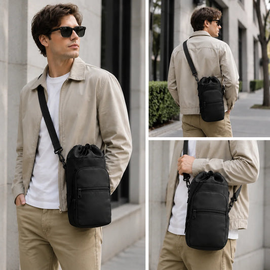 Trinkflaschen Tasche mit verstellbarem Tragegurt – clever-campen Ansicht 2