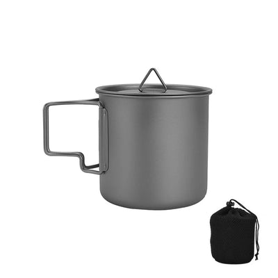 Titanium Camping Becher mit Klappgriff – Leicht & Tragbar