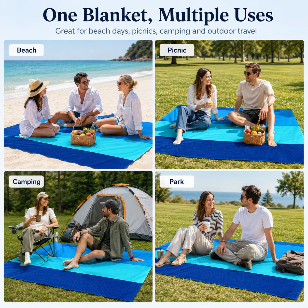 Leichte Stranddecke für 2-8 Personen – Sandfrei – clever-campen Ansicht 6