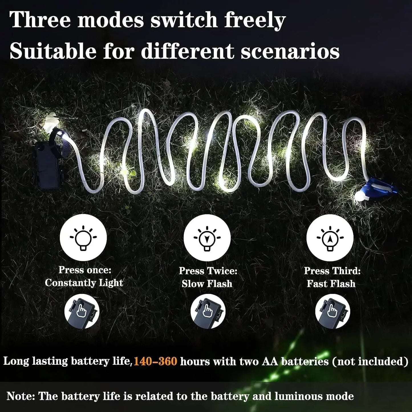 LED Zeltseil mit Warnlicht für Outdoor-Aktivitäten – clever-campen Ansicht 5