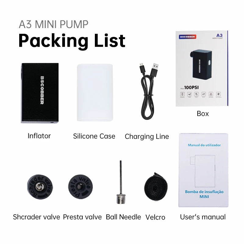Tragbare Mini Pumpe für Fahrradreifen - 100PSI – clever-campen Ansicht 6