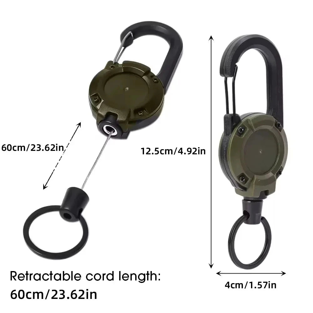 Robuster Retractable Karabiner mit Stahlseil – clever-campen Ansicht 6