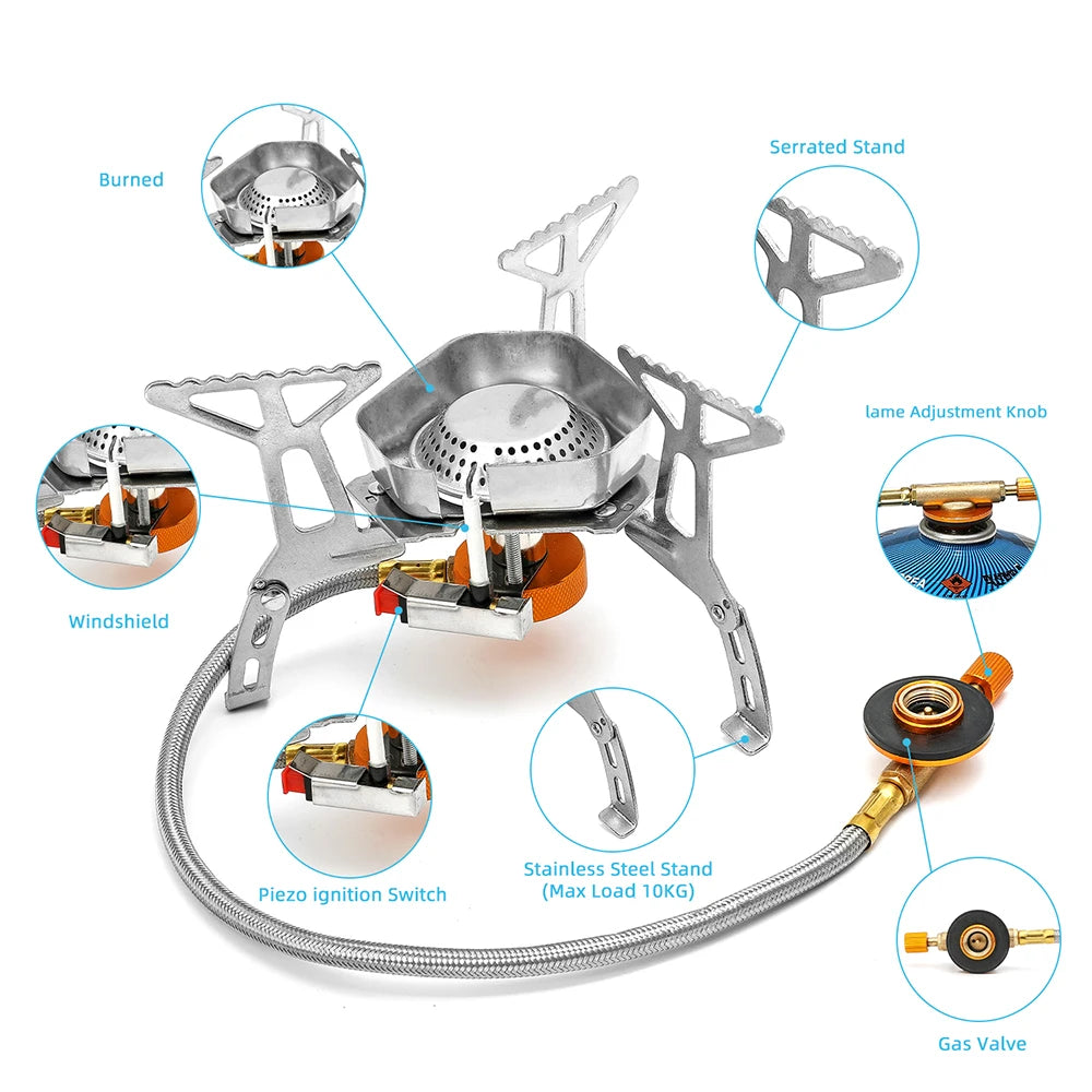 Camping Windproof Gas Stove 3500W – Tragbarer Kocher – clever-campen Ansicht 3