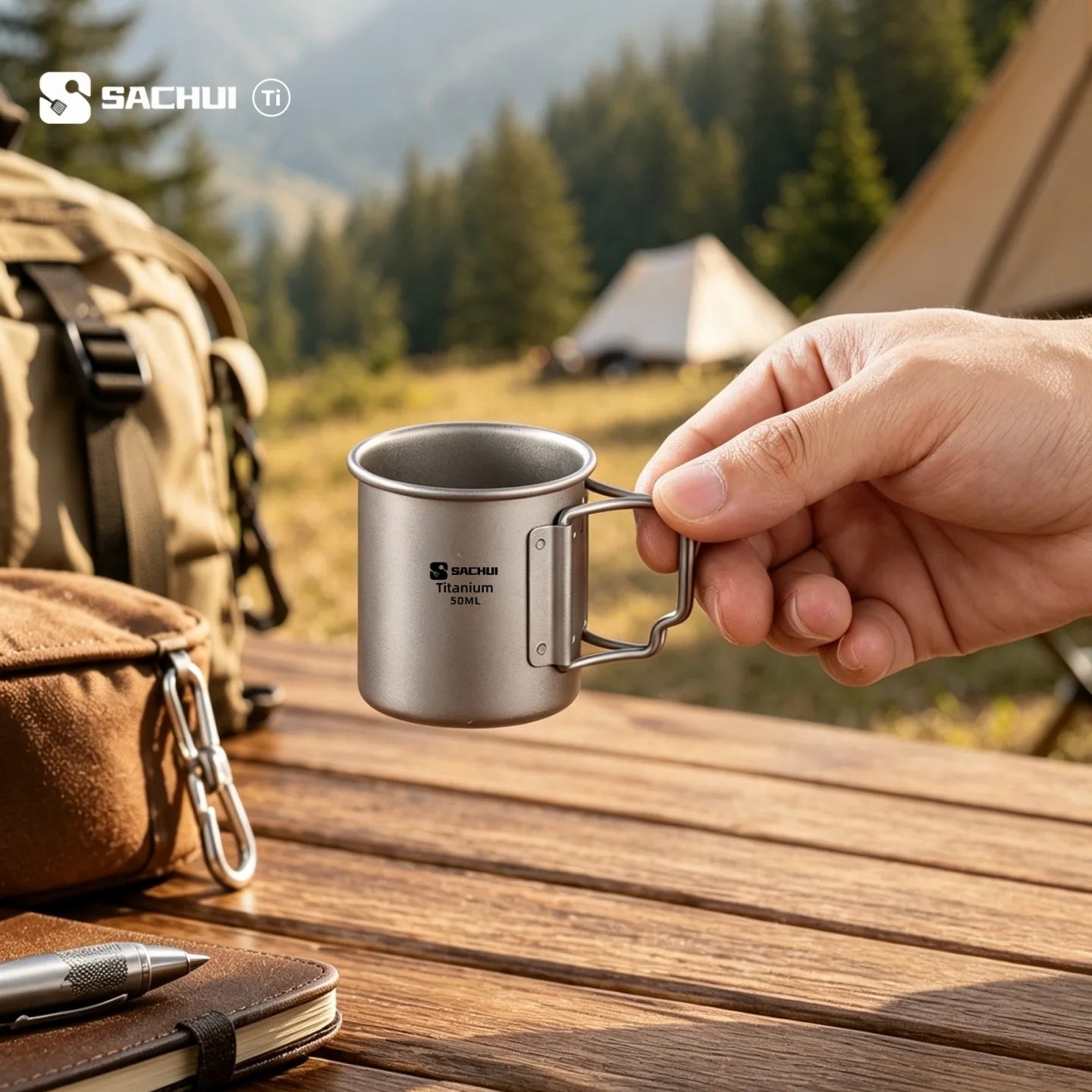 50ml Titan Campingbecher mit klappbarem Griff – clever-campen Ansicht 3