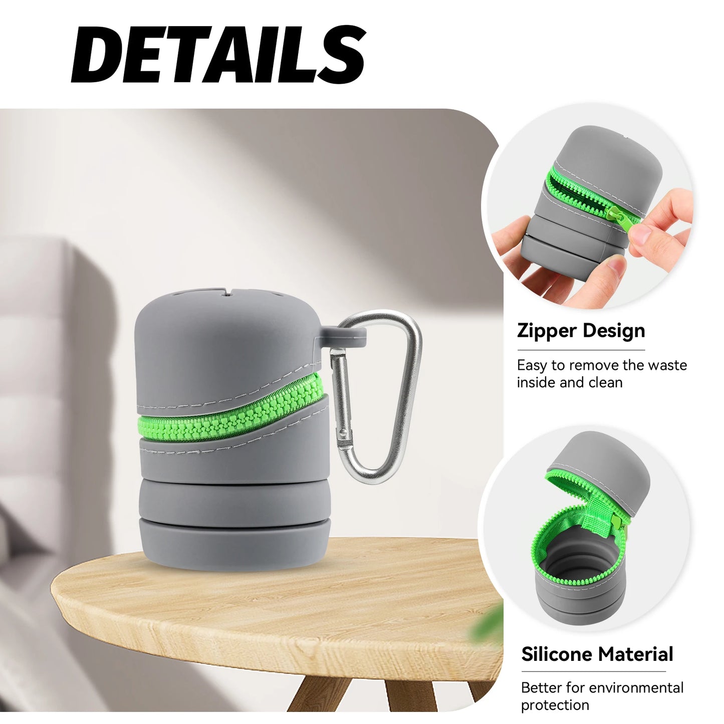 Faltbare Silikon Angelbox mit Reissverschluss und Karabiner – clever-campen Ansicht 4