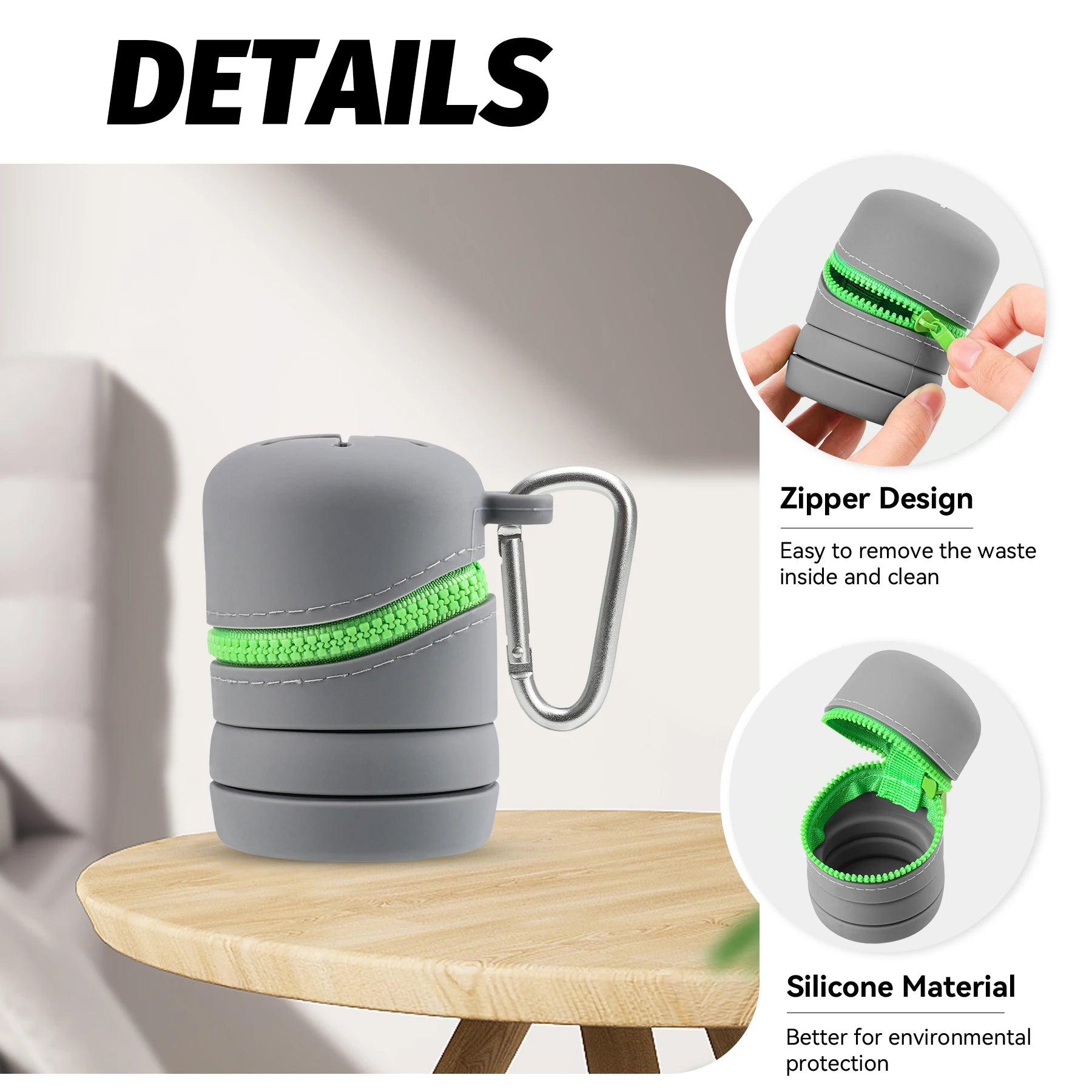 Faltbare Silikon Angelbox mit Reissverschluss und Karabiner – clever-campen Ansicht 4