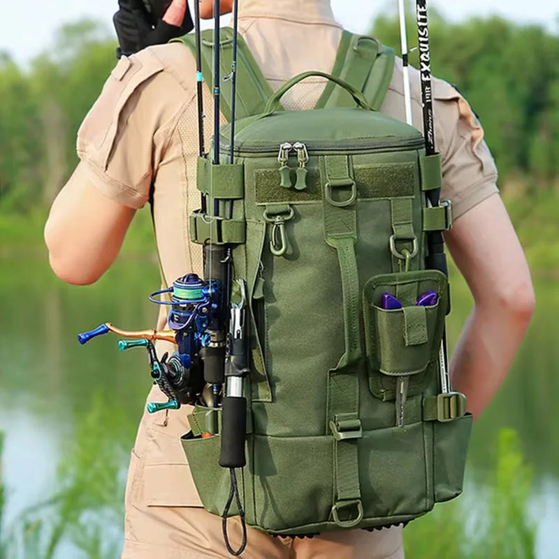 Taktischer Angel-Rucksack mit Rutenhaltern – clever-campen Ansicht 2