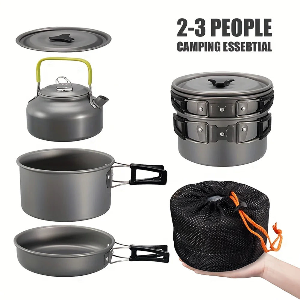 Aluminium Camping Kochgeschirr Set – Leicht und Tragbar – clever-campen Ansicht 3