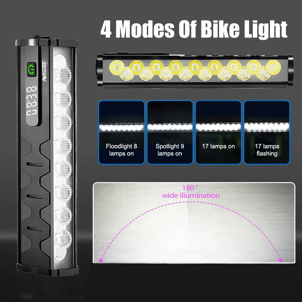 17-LED Fahrradlampe 10000mAh wasserdicht – clever-campen Ansicht 2