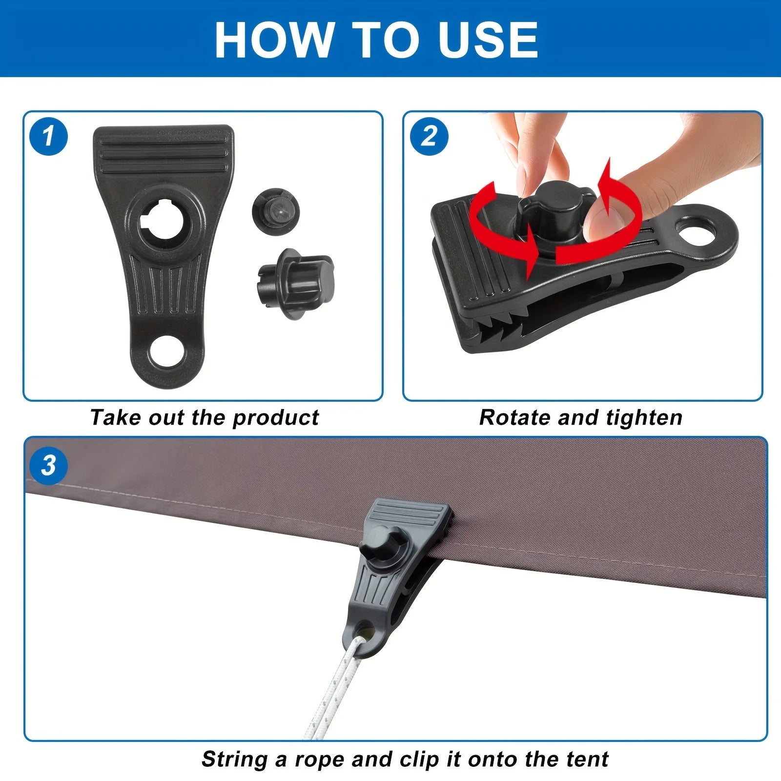 Robuste Tarp Clips für Zeltzubehör – Windfeste Halterungen – clever-campen Ansicht 4