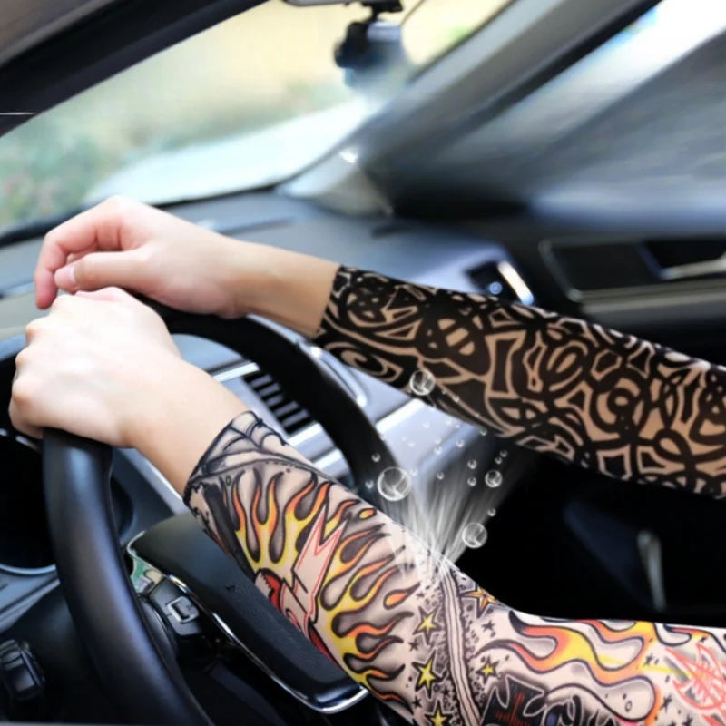 Unisex UV-Schutz Armstulpen mit Tattoo-Motiven – clever-campen Ansicht 6