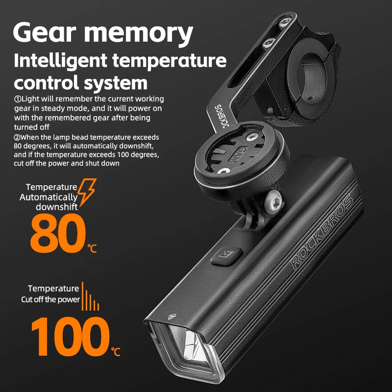 ROCKBROS Fahrradlicht 1500LM Aluminium LED Lampe – clever-campen Ansicht 2