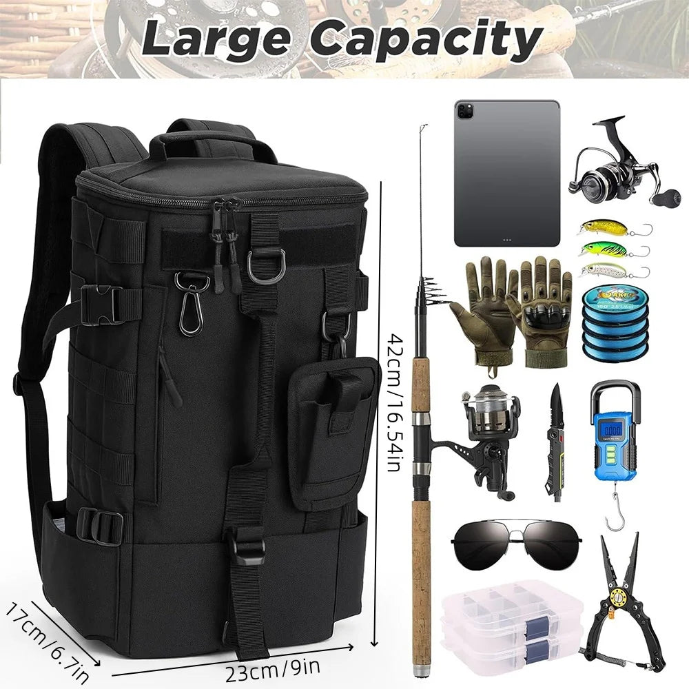 Taktischer Angel-Rucksack mit Rutenhaltern – clever-campen Ansicht 4