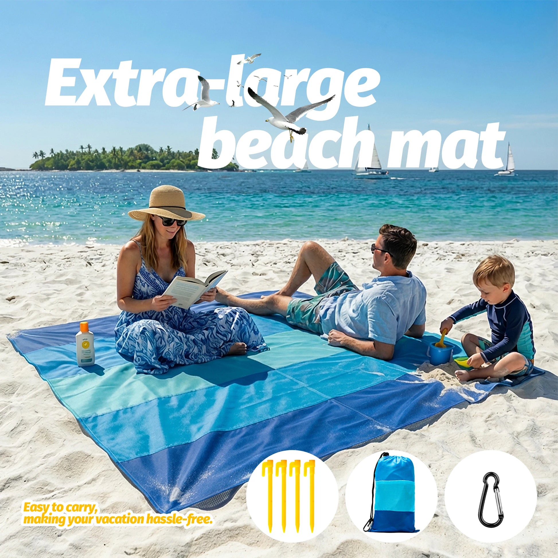Stranddecke Sandfest Wasserdicht Gross Schnell Trocknend – clever-campen Ansicht 2