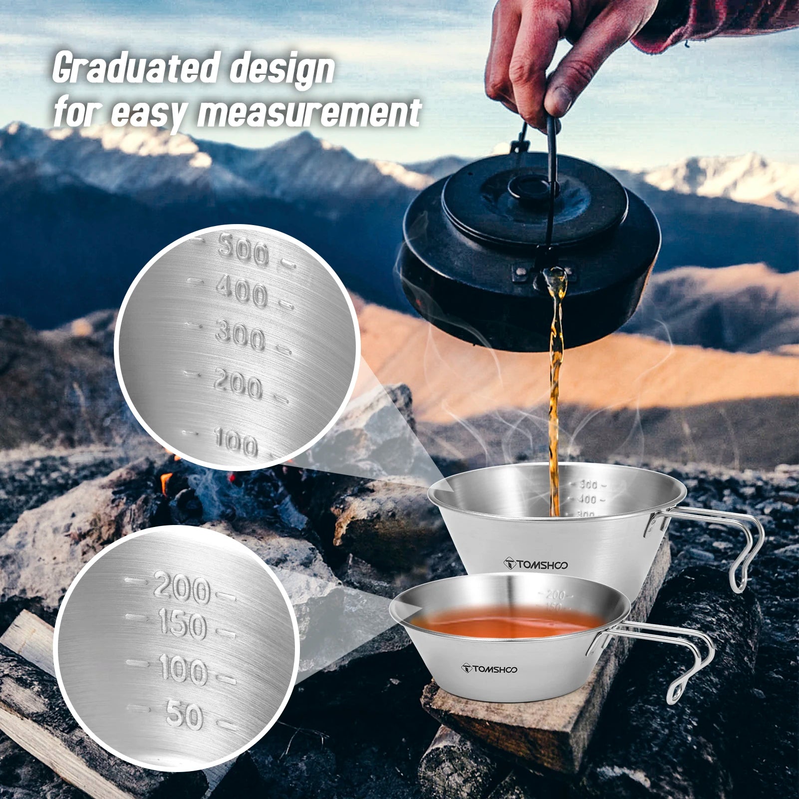 TOMSHOO Edelstahl Messbecher 200ml/500ml für Camping – clever-campen Ansicht 5