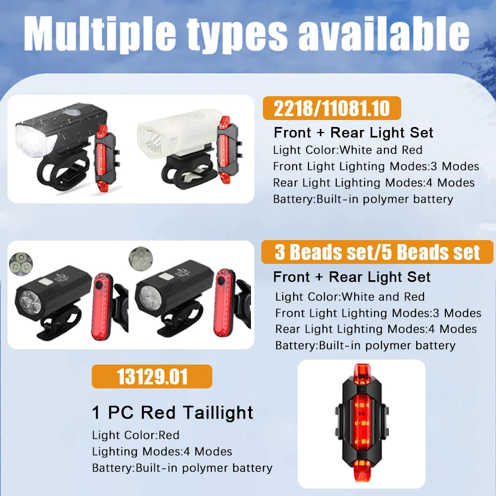 USB Wiederaufladbares Fahrradlicht Set mit Front – clever-campen Ansicht 6
