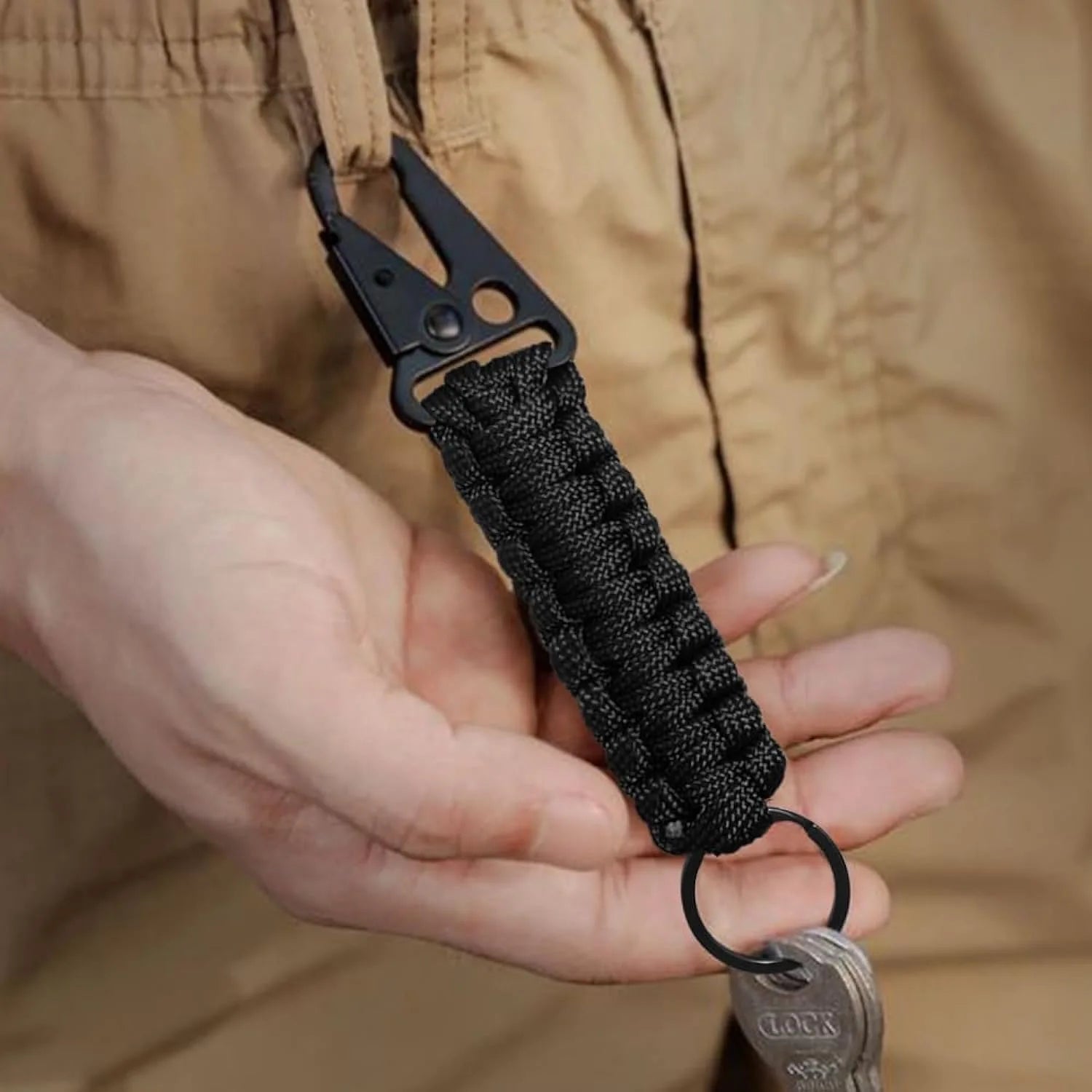 Paracord Schlüsselanhänger Survival Kit mit Karabiner – clever-campen Ansicht 5