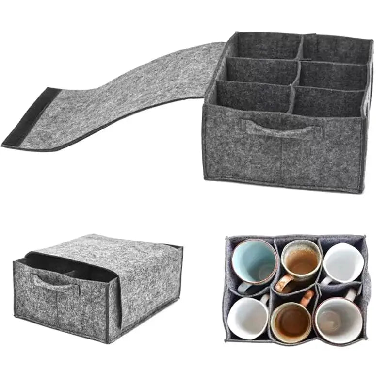 Felt Aufbewahrung Tasche für Campinggeschirr und Tassen – clever-campen Ansicht 3