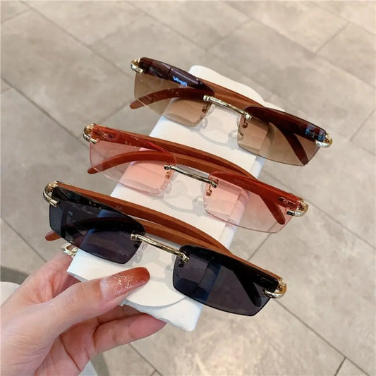 Trendy Rimless Rectangle Sonnenbrillen für Wanderungen – clever-campen Ansicht 2