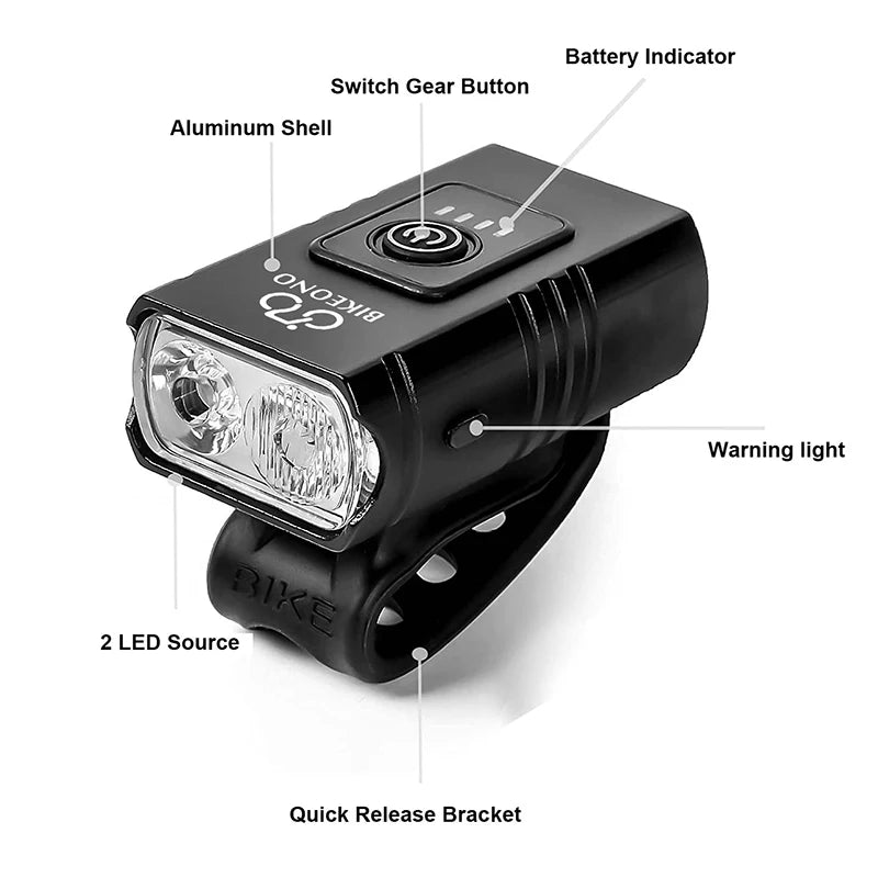 Bicycle Beleuchtung T6 LED Front & Rear Bike Headlight Set – clever-campen Ansicht 5