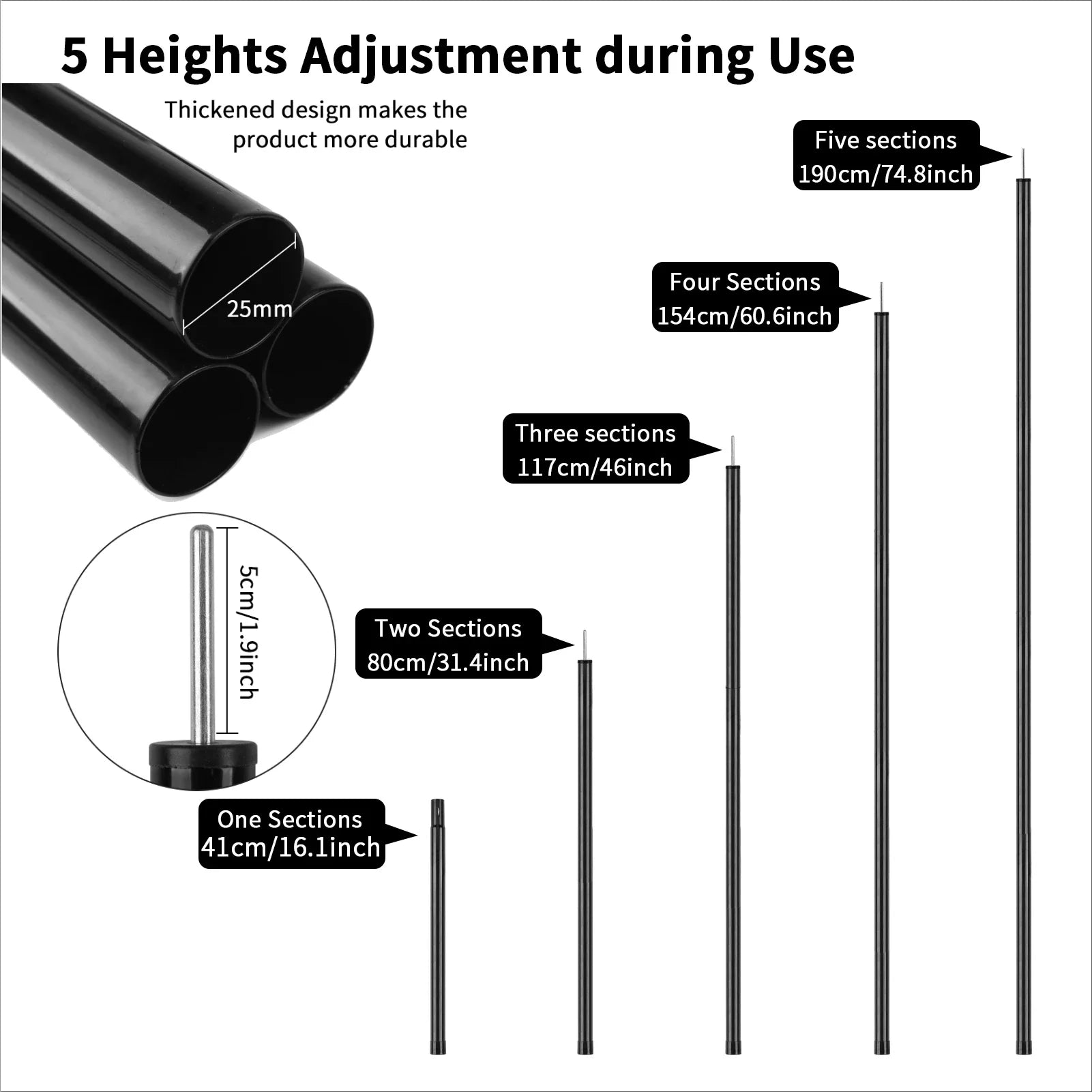 Telescopische Zeltstangen Set aus Aluminium – 2 Stück – clever-campen Ansicht 4