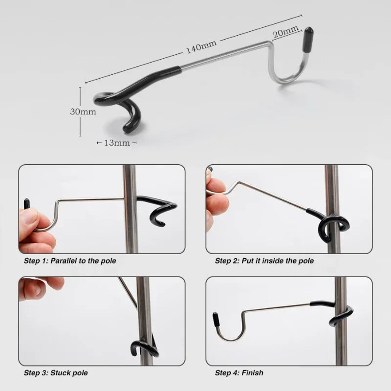 Robuster Zeltstangen-Haken aus Edelstahl, 3er-Set – clever-campen Ansicht 4