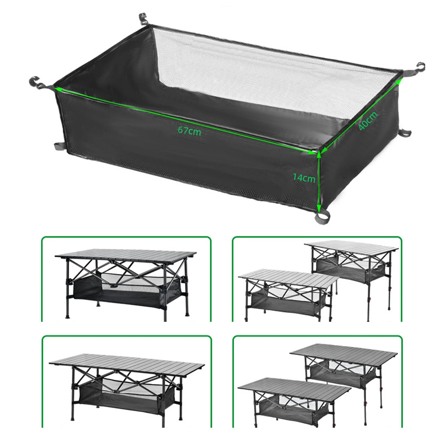 Camping Tisch Netz Organizer Tasche für Untertisch – clever-campen Ansicht 2