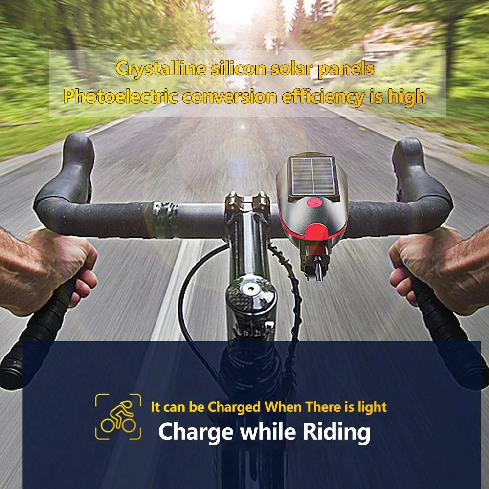 Solar Fahrradlicht mit Horn – LED Frontlampe für Bikes – clever-campen Ansicht 6