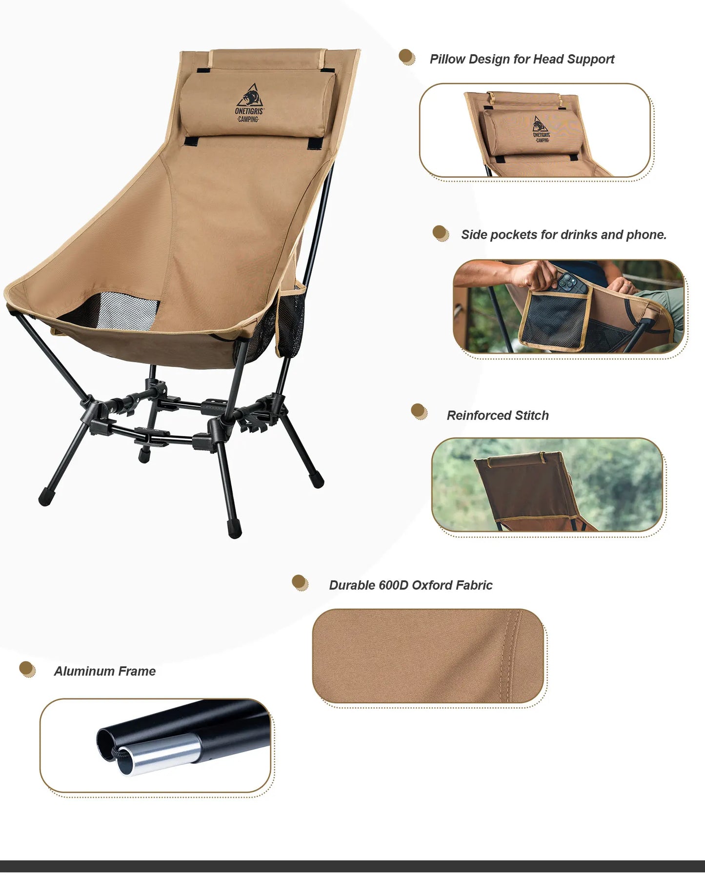 OneTigris Faltstuhl mit hohem Rücken für Camping und Outdoor – clever-campen Ansicht 3