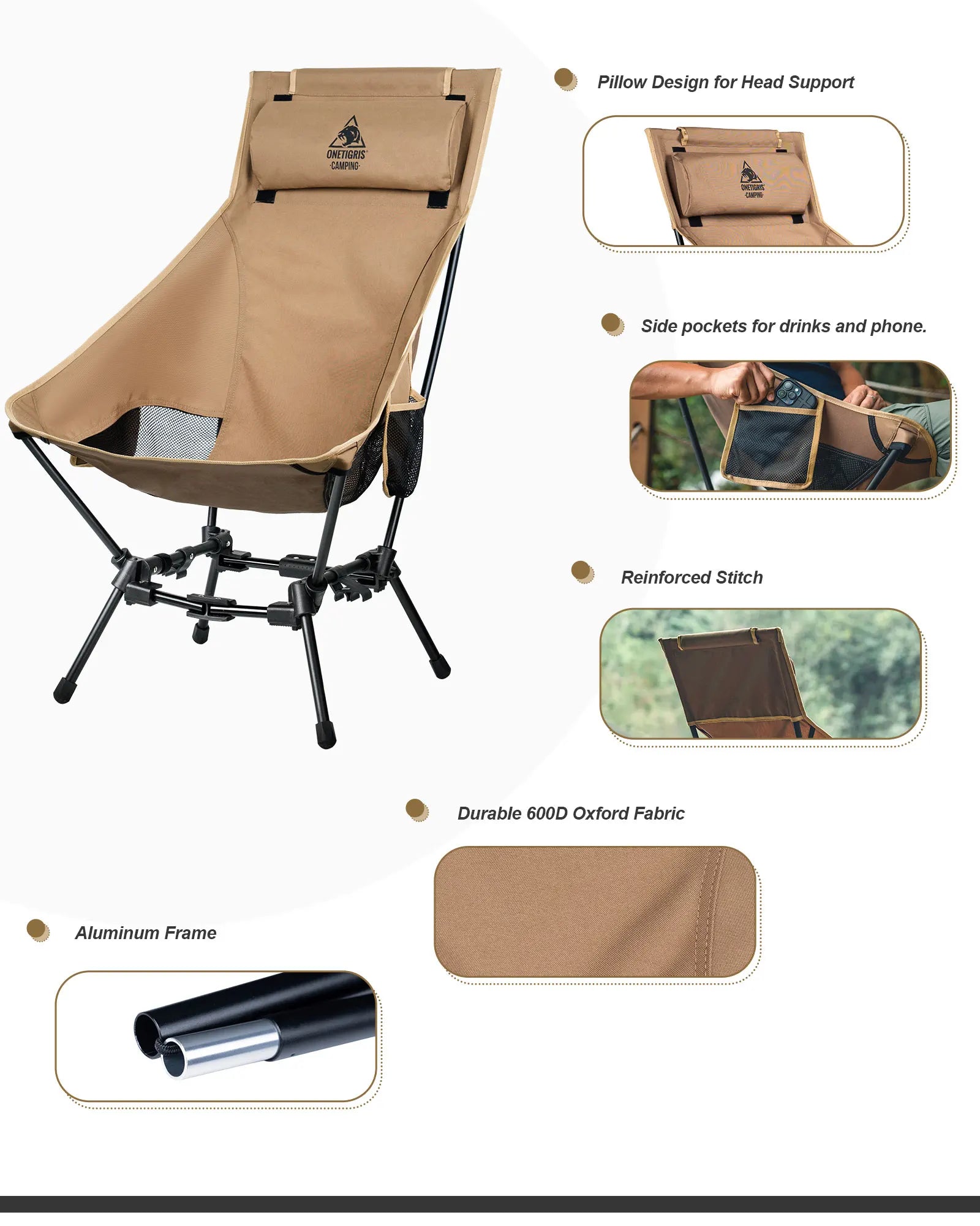 OneTigris Faltstuhl mit hohem Rücken für Camping und Outdoor – clever-campen Ansicht 3